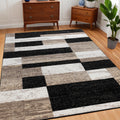 Superior Indoor Area Rug, Jute Backed, Modern Geometric Patchwork Floor Decor for Bedroom, Office, Living Room, Entryway, Kitche
