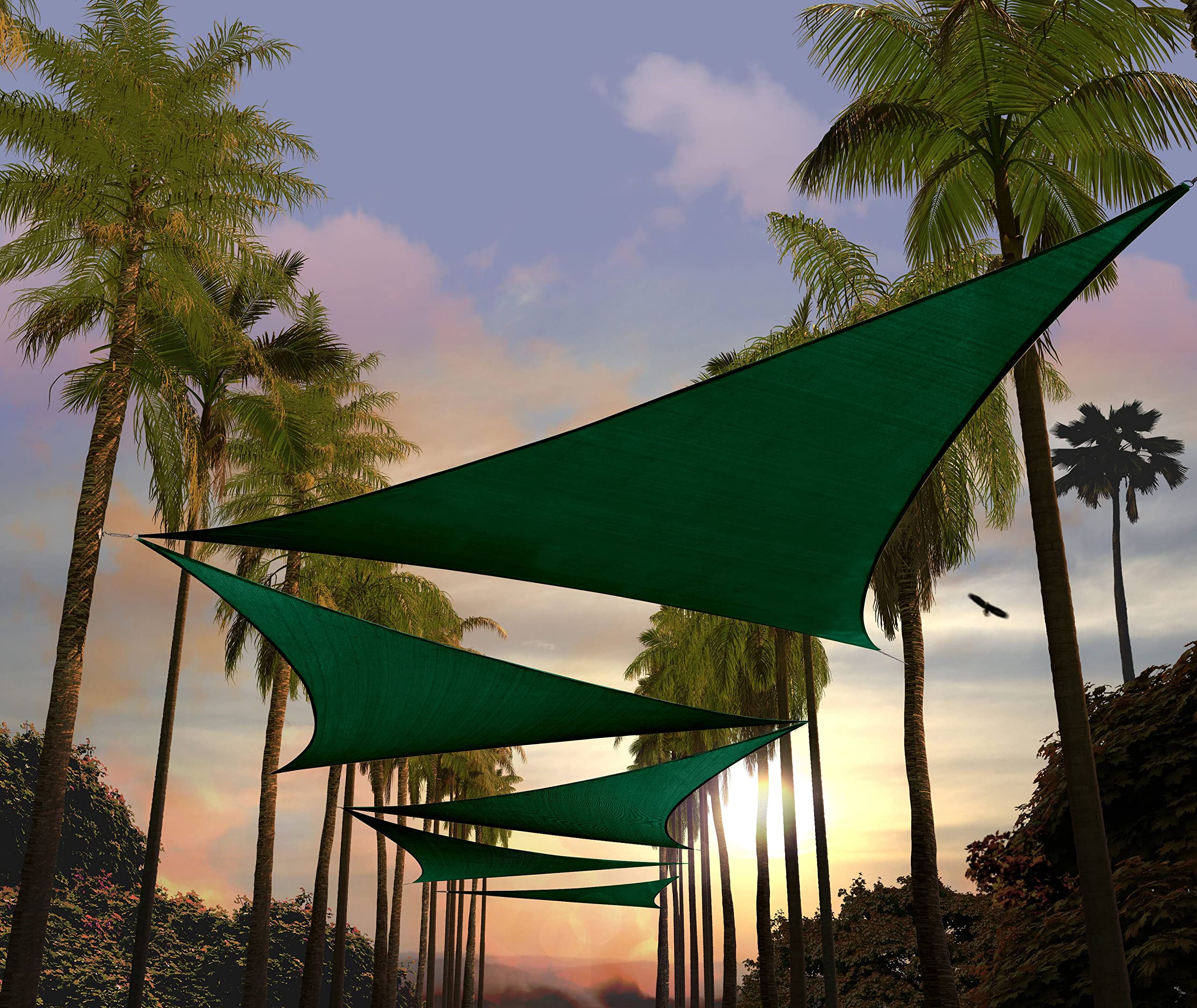 Amgo Custom Size 20' X 20' X 20' Green Triangle Sun Shade Sail Upf50+ Agtapt8, Order To Make Canopy Awning, 95% Uv Blockage, Wat