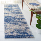 Safavieh Berber Shag Collection Runner Rug - 2' x 12', Beige & Blue, Modern Abstract Design, Non-Shedding & Easy Care, 1.2-inch 