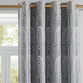 Dark Grey And Silvery 100% Blackout Curtains 108 Inch Length 2 Panels, Jacquard Thermal Insulated Noise Reducing Grommet Drapes