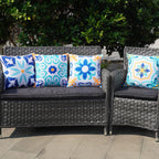 Onway Outdoor Boho Pillow Covers Waterproof 18X18 Set Of 4 Floral Farmhouse Decorative Outdoor Throw Pillows For Bench Couch Pat