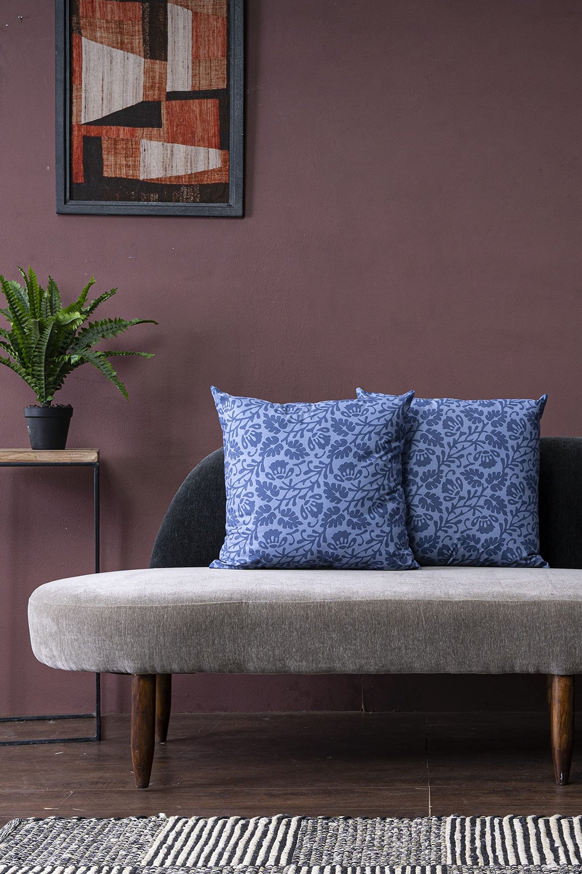 Contrast Living Ruhma Cotton Printed Cushion Cover 18X18 Inch | Pack Of 2 Pcs Cushions|Cushion Cases For Sofa, Chair | (18X18 In