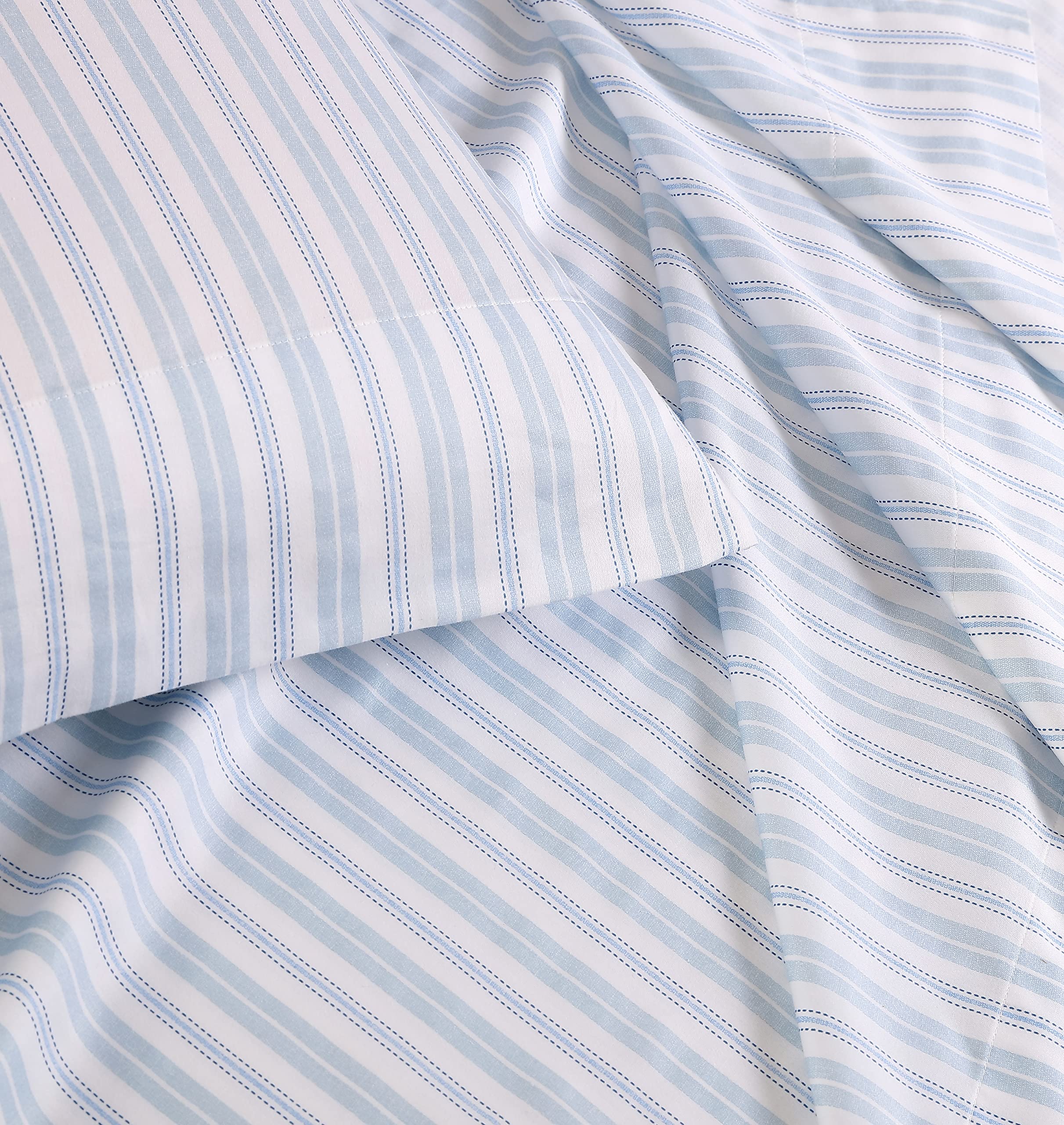 Laura Ashley Home - King Sheets, Soft Sateen Cotton Bedding Set - Sleek, Smooth, & Breathable Home Decor, Fern Blue
