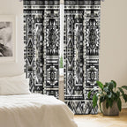 Ambesonne Southwestern Window Curtains Pack Of 2, Monochrome Colors Design With Zigzags Arrows And Cultural Motifs, Lightweight