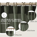 Panelsburg Linen Curtains 96 Inch 2 Panels Set For Living Room,Boho Olive Green Sheer Window Curtains 96 Inches Long For Bedroom