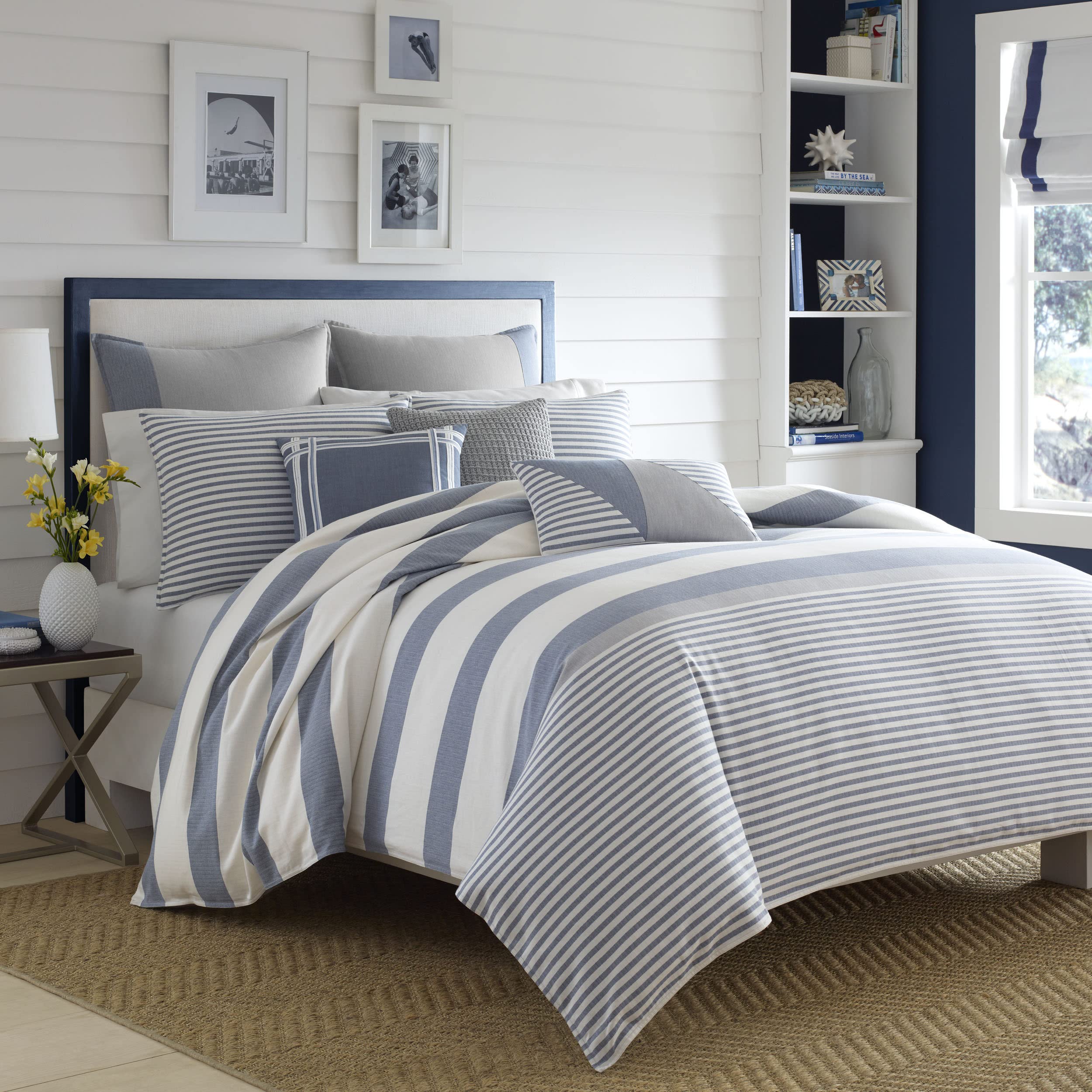 Nautica - Queen Duvet Cover Set, Cotton Reversible Bedding With Matching Shams, Mediterranean Inspired Home Decor For All Season