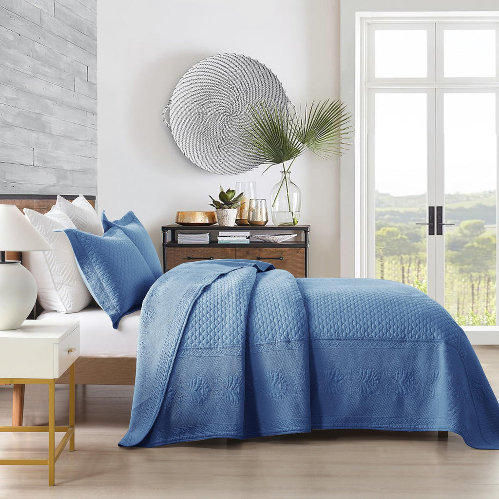 Marcielo 3-Piece 100% Cotton Oversized Bedspread Set Coverlet Set Lightweight Quilt Set Embroidery Farmhouse Bedding Set Tf (Tm