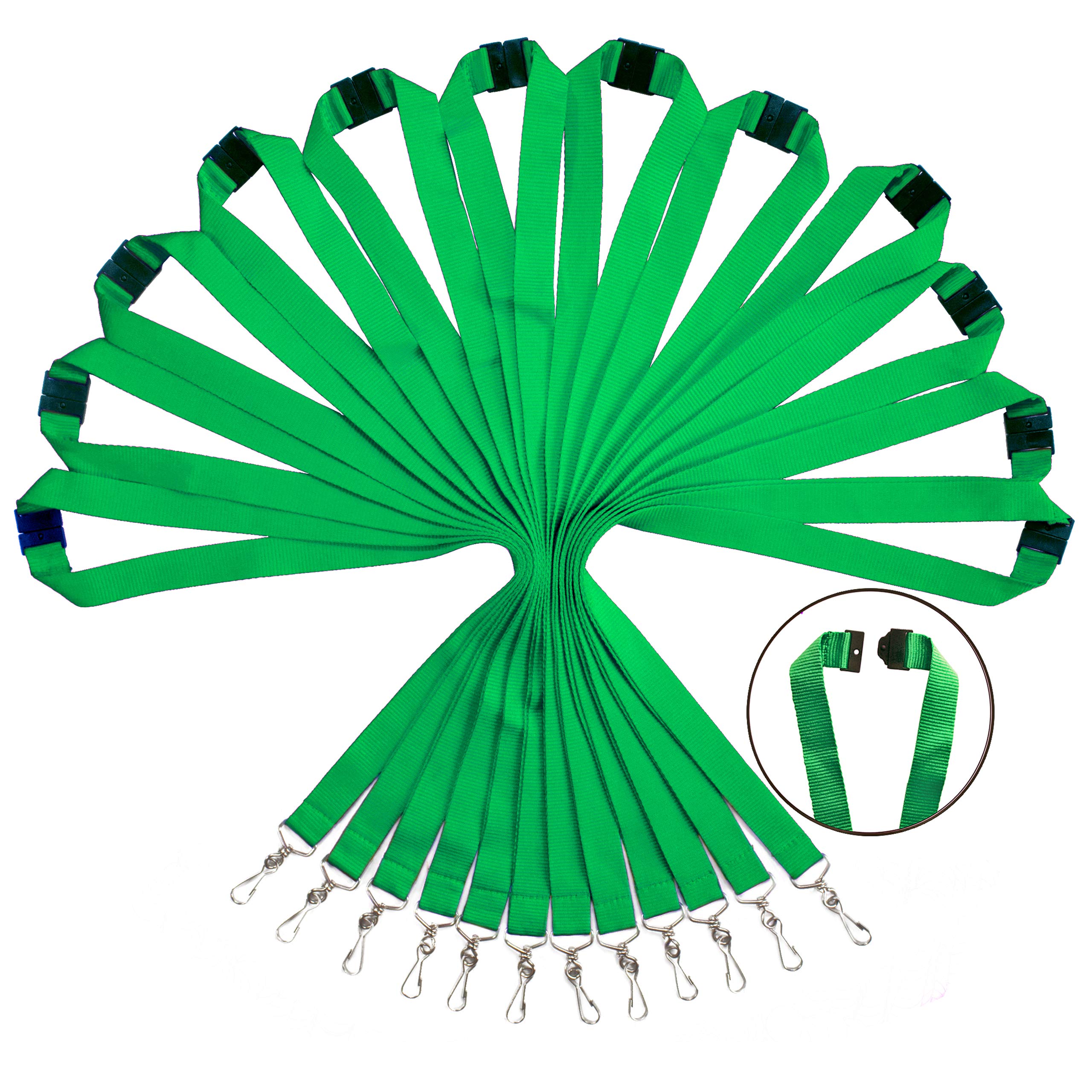 Yoyogo 12 Pack Breakaway Lanyards & Durable Neck Straps For Schools, Office, Cruise, Green