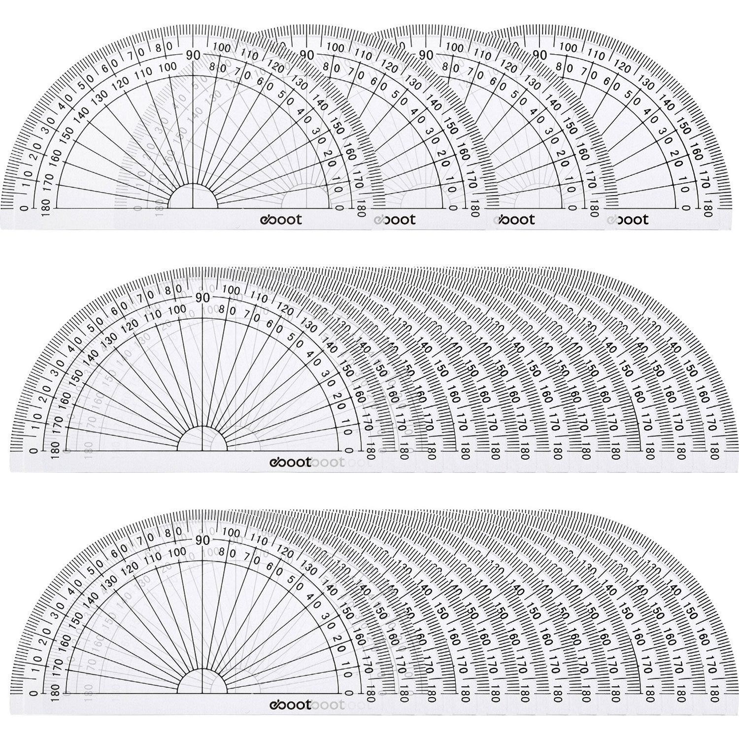 Eboot 28 Pack Clear 180 Degree Plastic Protractors For Angle Measurement, 10 Cm