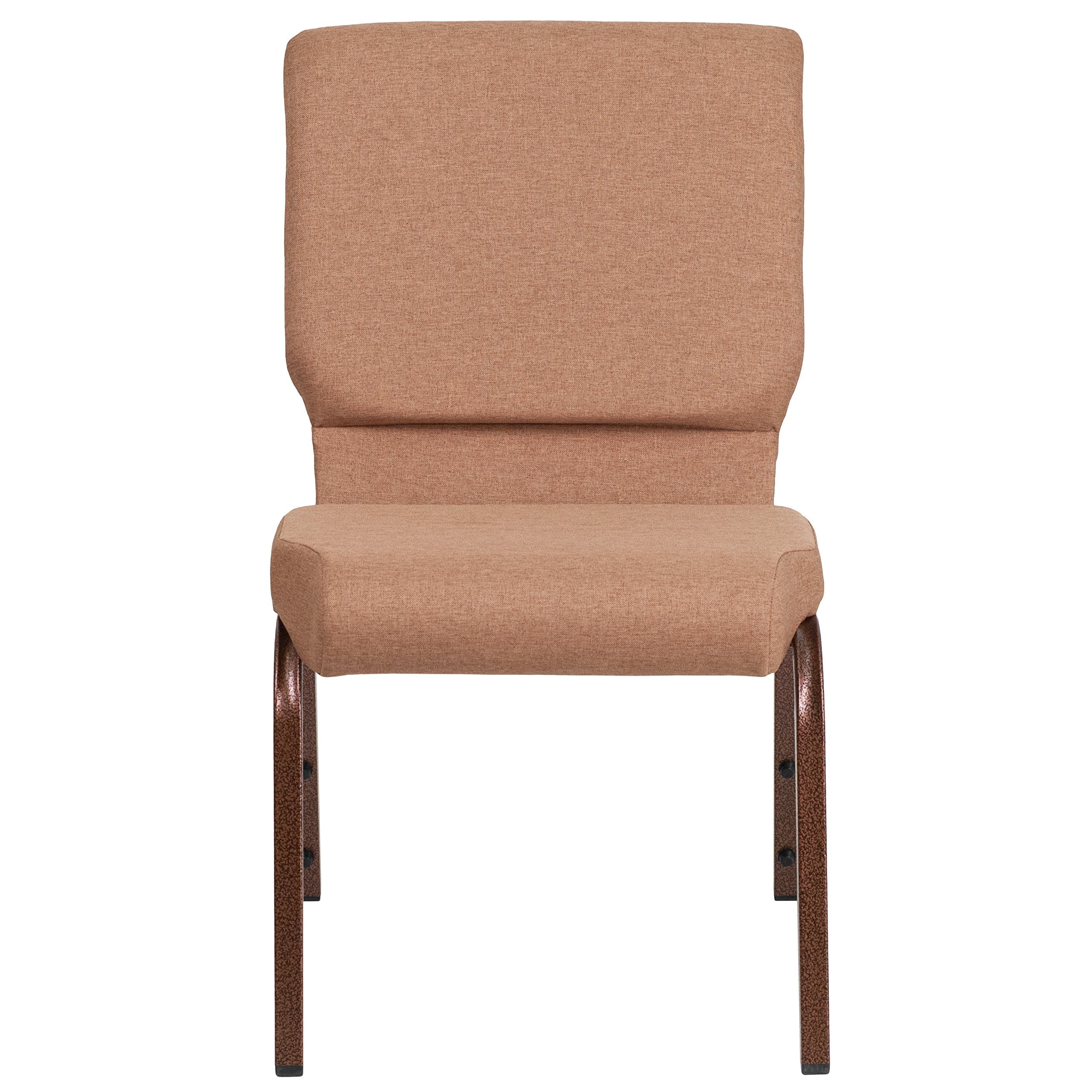 Flash Furniture Hercules Series 18.5''W Stacking Church Chair In Caramel Fabric - Copper Vein Frame