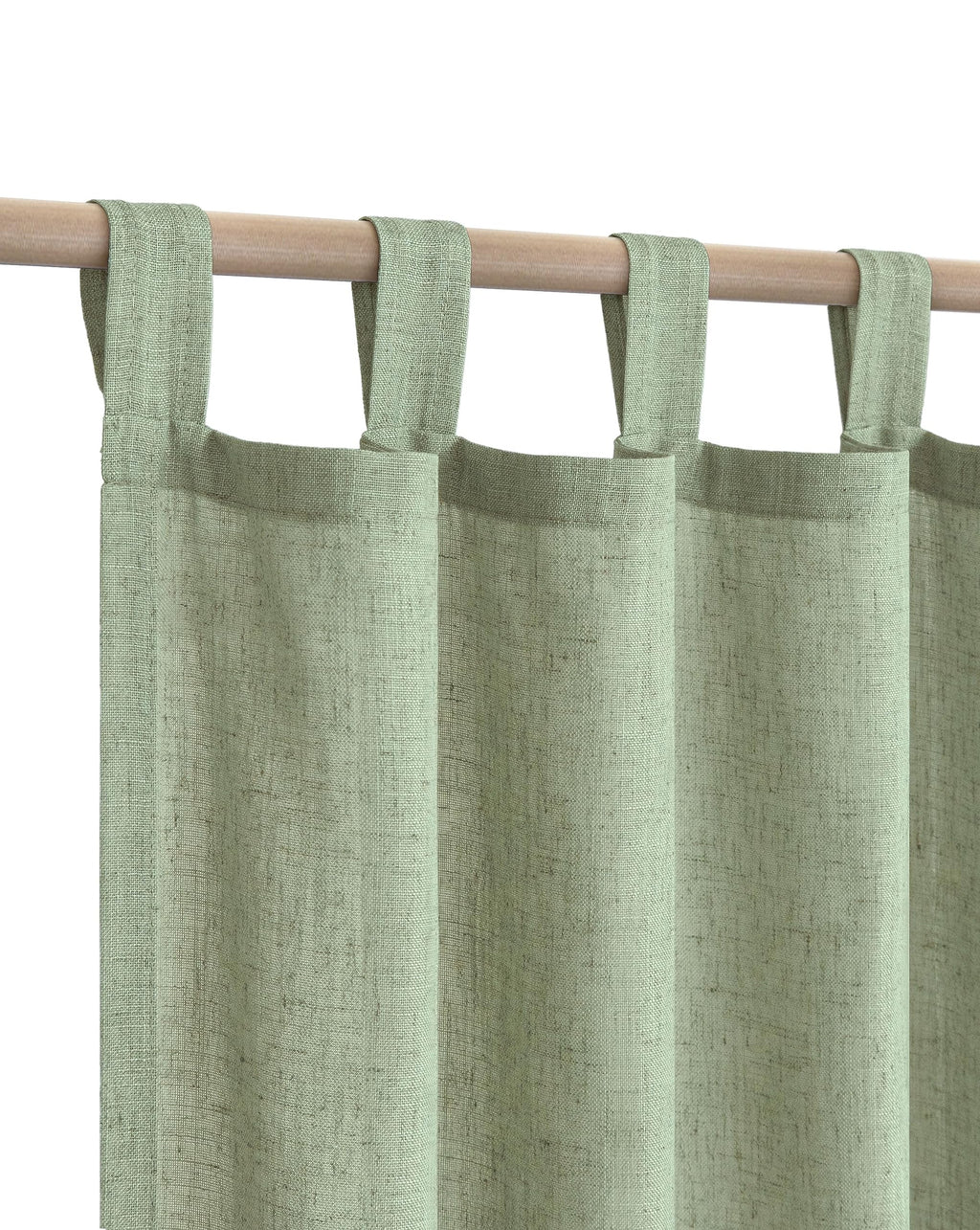 Koufall Sage Green Sheer Curtains 84 Inches Long Linen Boho Canopy Bed Curtains 84 Inch Length 2 Panels Set For Bedroom,Light Green