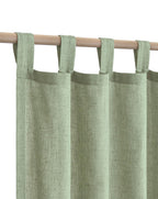 Koufall 52X45 Inches Long Sage Green Tab Top Linen Blend Curtains For Living Room