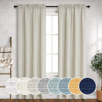 Mrs.Naturall Flax Linen Curtains 5 Ft Width By 84 Inches Long For Bedroom Light Filtering Large Drape Extra Wide Beige Curtain For Living Room Dining Hall 2 Panel Pole Rod Pocket 5 X 7 5X7 Feet Length