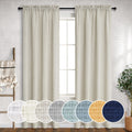 Mrs.Naturall Beige Farmhouse Curtains 60 Inch Wide For Living Room 2 Panel Rod Pocket Extra Large Semi Sheer Flax Linen Drapes Room Divider Curtain For Patio Sliding Glass Door 5X7.5 Ft Long 60X90