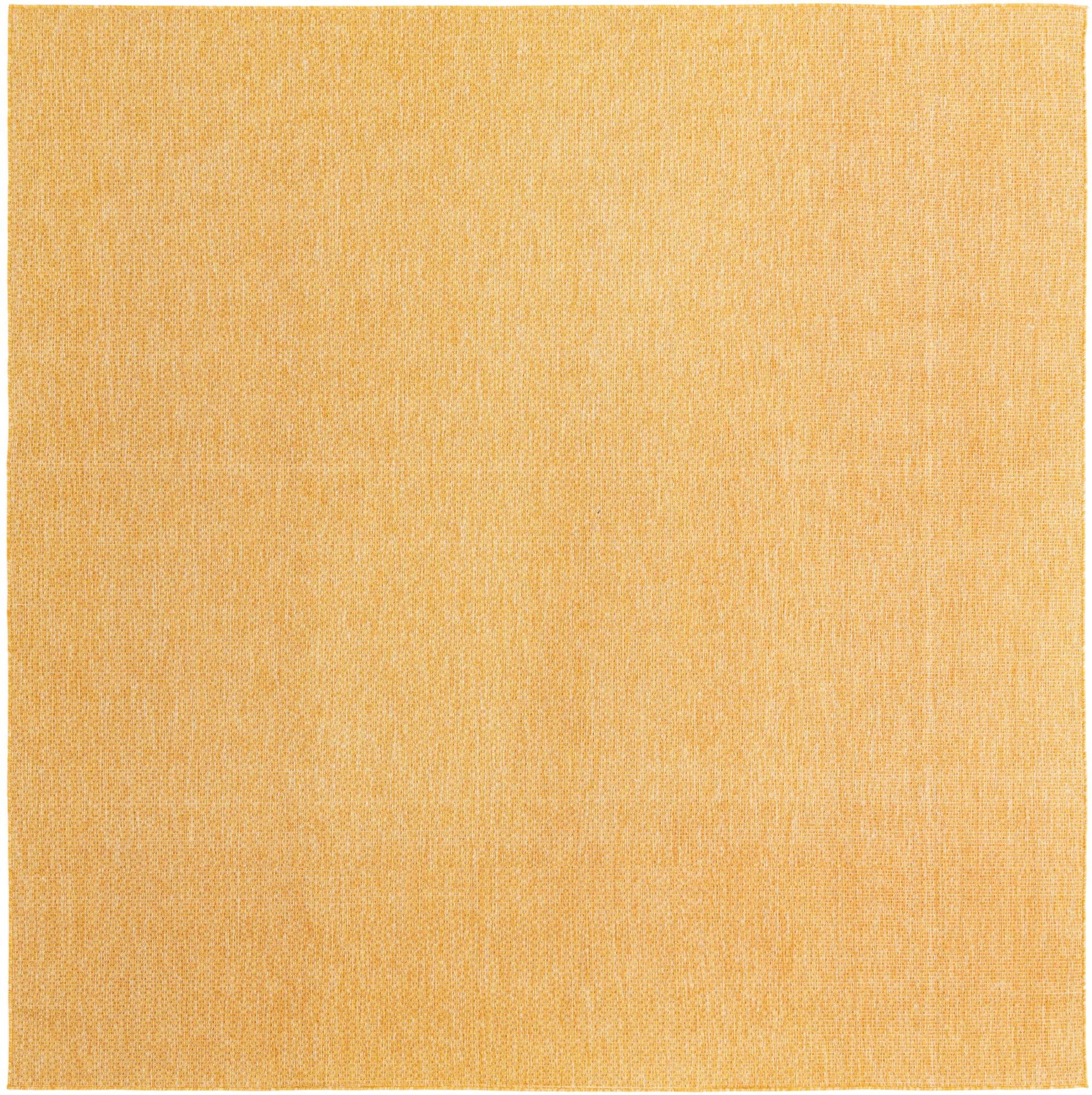 Unique Loom Collection Casual Transitional Solid Heathered Indoor/Outdoor Flatweave Area Rug (10' 8'' Square, Corn Harvest Yello