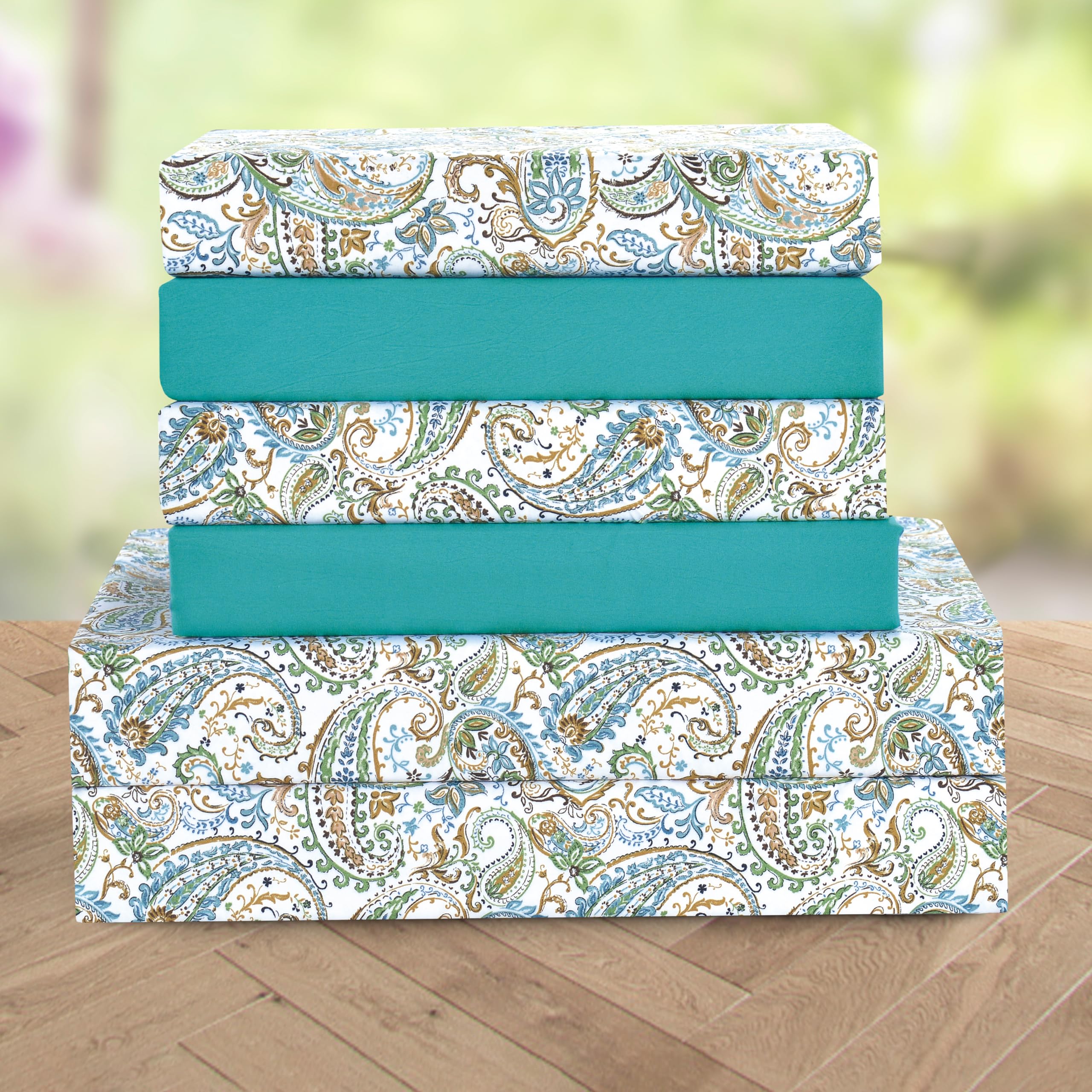 Elegant Comfort Luxury Soft Bed Sheets Paisley Pattern - 1500 Premium Hotel Quality Microfiber Softness Wrinkle And Fade Resistant (6-Piece) Bedding Set, California King, Paisley Teal