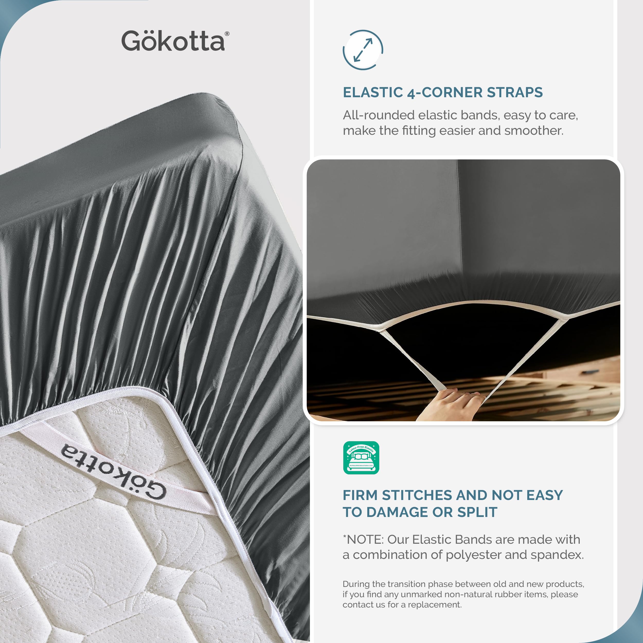 Gokotta 100% Bamboo Rayon Fitted Sheet King Size With Pillow Cases, 300 Tc Super Soft Breathable Cooling Fitted Sheet King Size