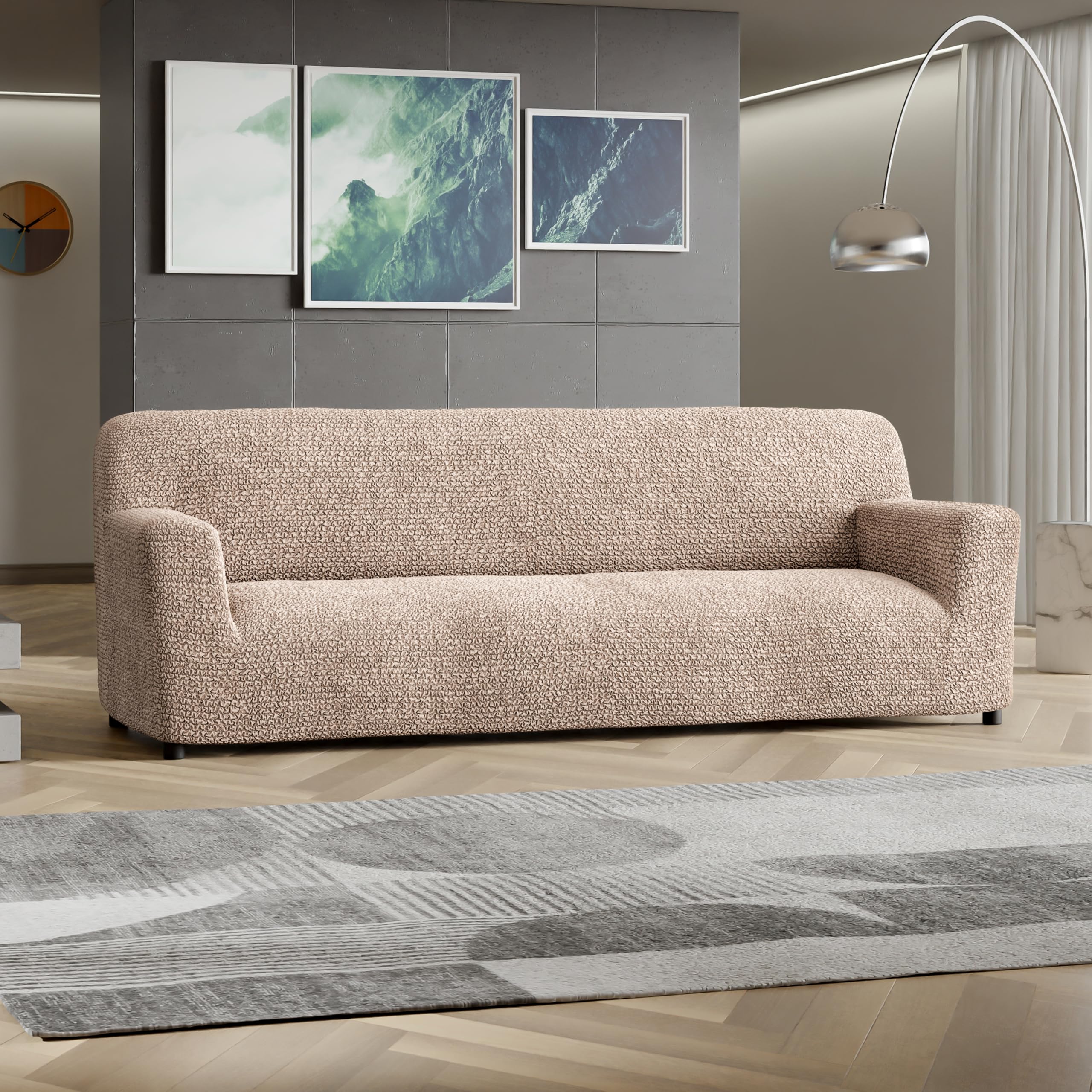 Paulato By Ga.I.Co. Sofa Slipcover - Stretch Couch Cover - Stylish Cushion Sofa Cover - Soft Fabric Slip Cover - 1-Piece Form Fi