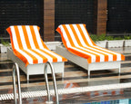Cotton Craft Pool Lounge Chair Cover - 2 Pack - Chaise Beach Picnic Spa Towel - Cabana Stripe - Soft Premium Ringspun Terry Cott