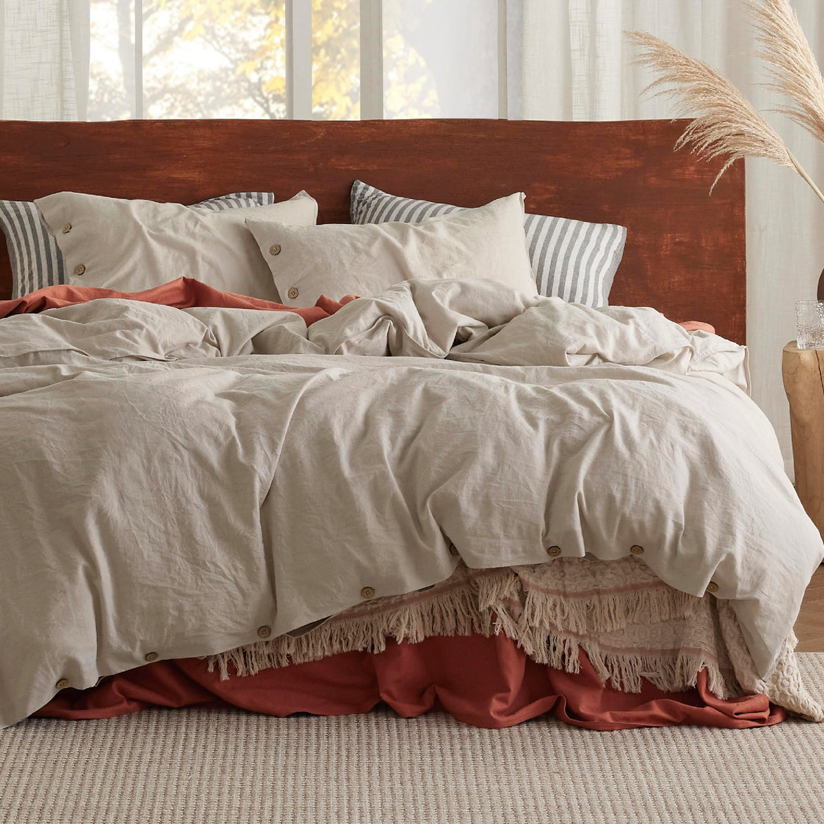 Bedsure Linen Duvet Cover Queen Size - Linen Cotton Blend Comforter Set, Soft & Cozy, 3 Pieces, 1 Duvet Cover 90X90 Inches And 2