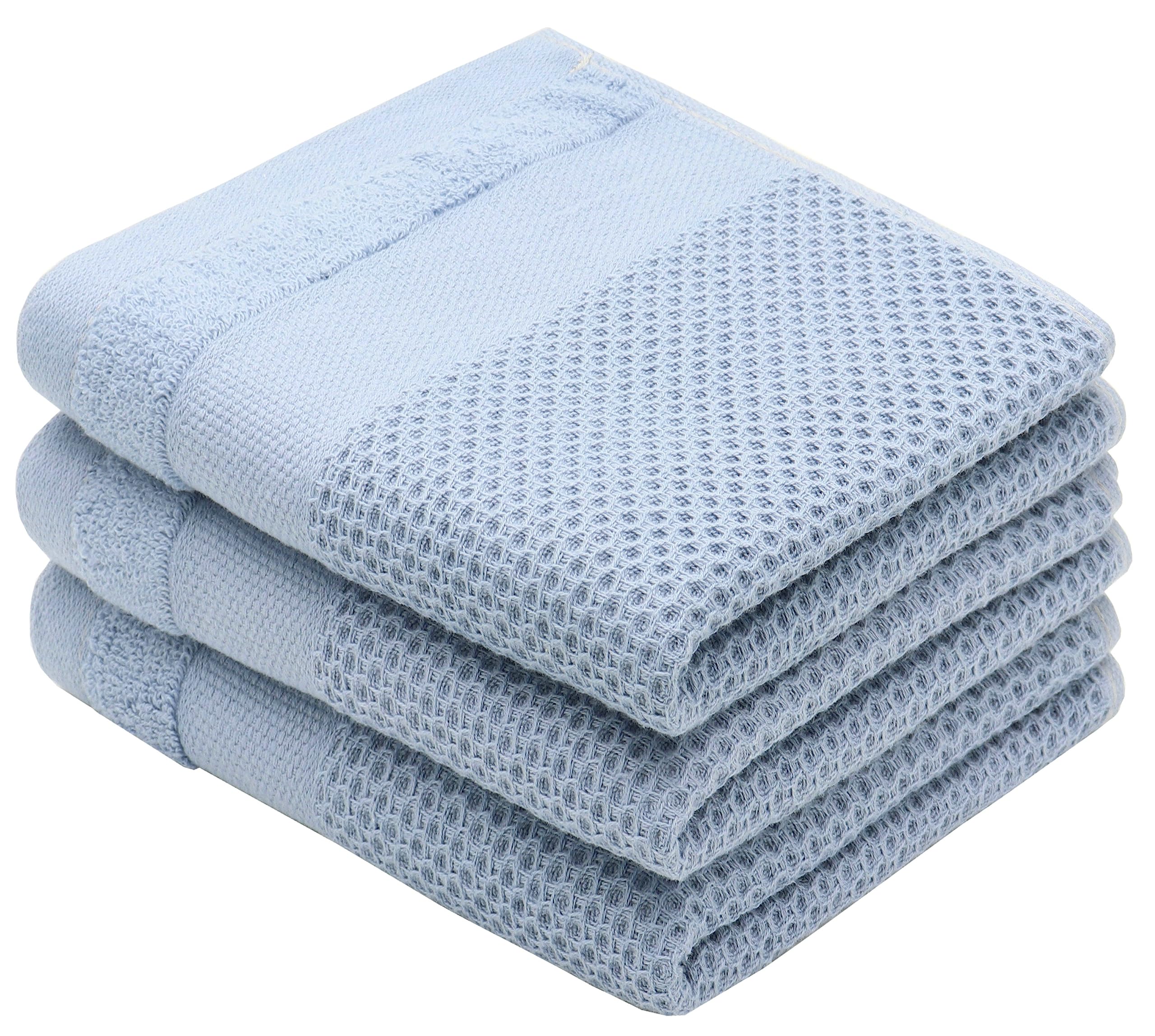 MiasDream Cotton Waffle Weave Hand Face Head Towel, Kitchen Tea Dish Washcloths, Soft Absorbent Bath Guest Gym, 13x28 Inch, 3 P