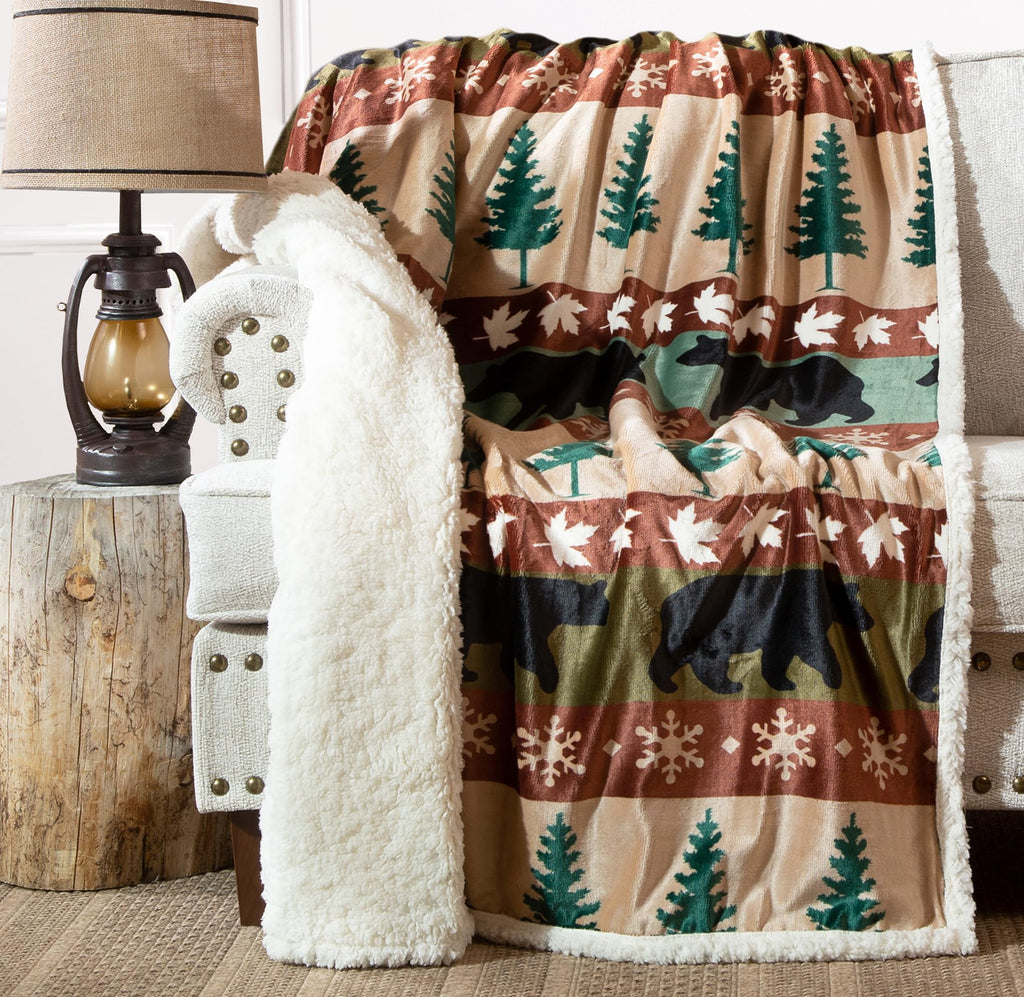 Carstens, Inc. Ultra Premium Super Soft Plush Sherpa Fleece Oversized Throw Blanket 54' X 68', Cascade Ridge