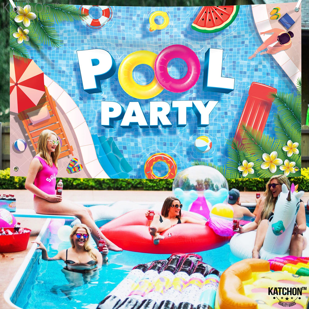 Katchon, Xtralarge Pool Party Backdrop - 72X44 Inch | Pool Party Banner For Pool Party Decorations | Summer Backdrop For Summer