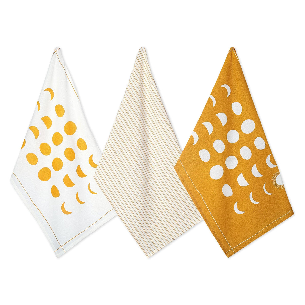 Folkulture Kitchen Towels with Hanging Loop, 18 x 28 Inches, Set of 3 Modern Tea Towels or Dish Towels for Drying Dishes, 100% C