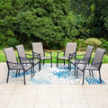 Phi Villa Outdoor Dining Chairs Set Of 6, Breathable Textilene Fabric And Metal Frame With Backrest And Armrest,Quick-Dry And Ru