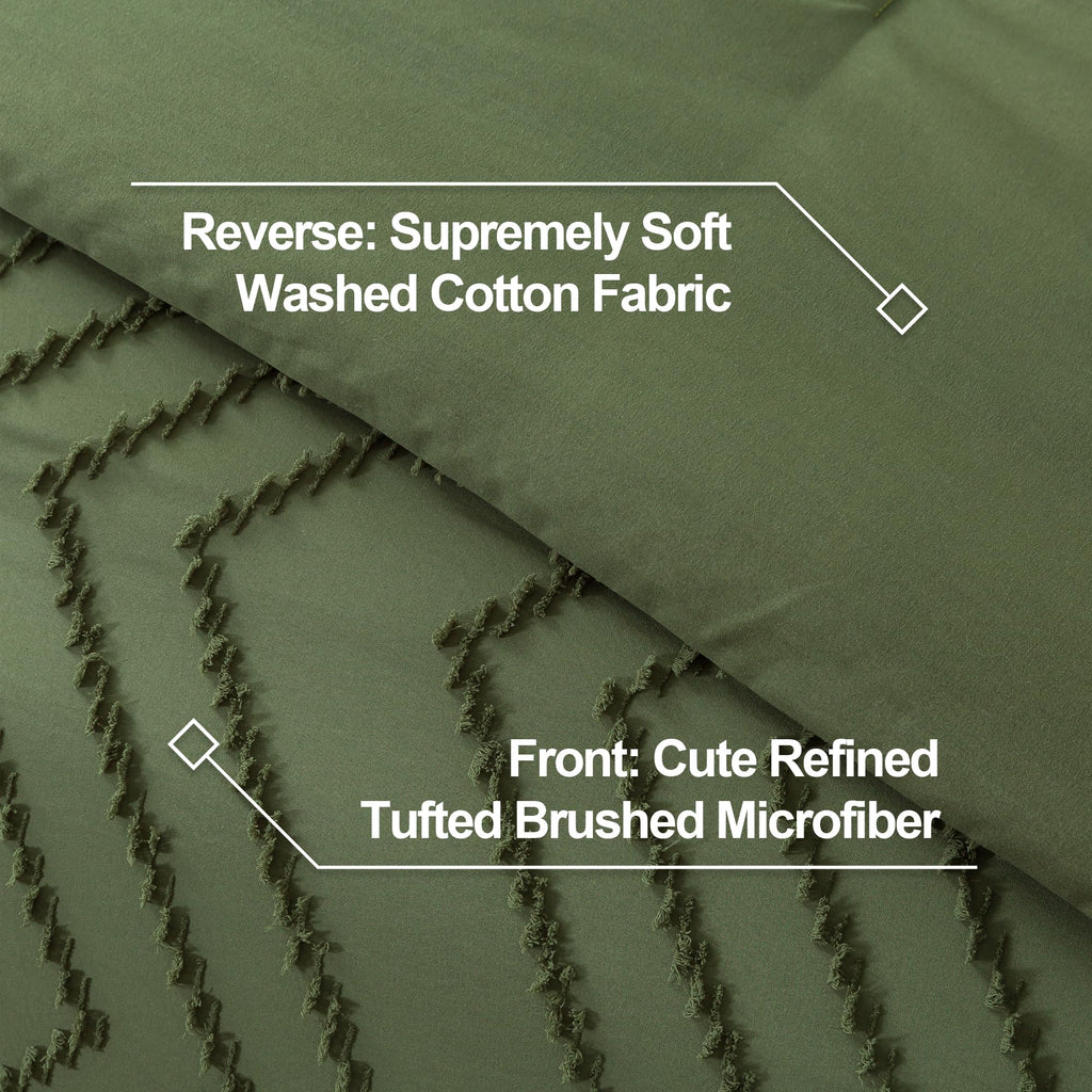 Litanika Dark Olive Green King Comforter Set, 3 Pieces Lightweight Tufted Bedding Sets, Down Alternative Comforter Fluffy Bed Se