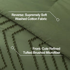 Litanika Dark Olive Green Queen Size Comforter Sets, 3 Pieces Lightweight Chevron Tufted Bedding Comforter Set, Fluffy Down Alte