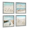 Coastal Framed Wood Wall Art: Beach Picture Seascape Artwork Seaside Prints Starfish Boardwalk Art Collection Wall Decor Set of 