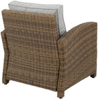 Crosley Furniture KO70023WB-GY Bradenton Outdoor Wicker Armchair Patio Chair for Porch, Balcony, Back Yard, Brown with Gray Cushions