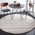 SAFAVIEH Arizona Shag Collection Area Rug - 51 Round, Ivory & Grey, Moroccan Design, Non-Shedding, 1.6-inch Thick, Ideal for Hi