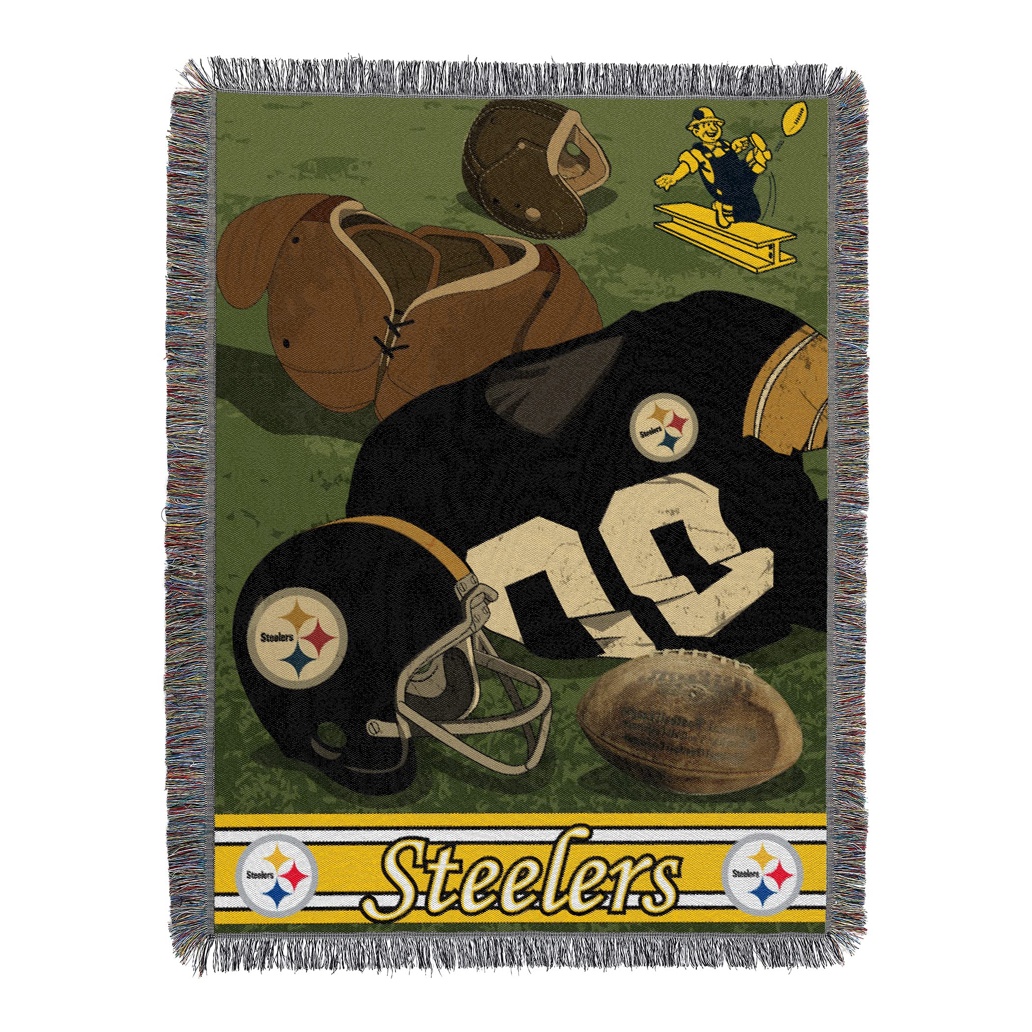 Northwest Nfl Pittsburgh Steelers Unisex-Adult Woven Tapestry Throw Blanket, 48'' X 60'', Vintage