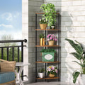 Greatseas Corner Plant Stand Shelf, 5 Tier Tall Shelf Plant Stand for Indoor Plants, Rustic Brown Corner Shelf Bookshelf Wall De
