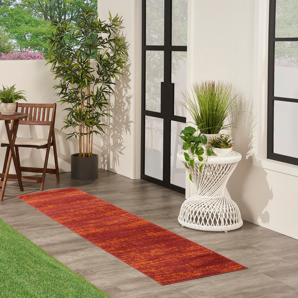 Nourison Essentials Indoor/Outdoor Solid Abstract Red 2' X 6' Area Rug, Easy Cleaning, Non Shedding, Bed Room, Living Room, Dining Room, Backyard, Deck, Patio (2X6)