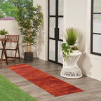 Nourison Essentials Indoor/Outdoor Solid Abstract Red 2' X 6' Area Rug, Easy Cleaning, Non Shedding, Bed Room, Living Room, Dining Room, Backyard, Deck, Patio (2X6)