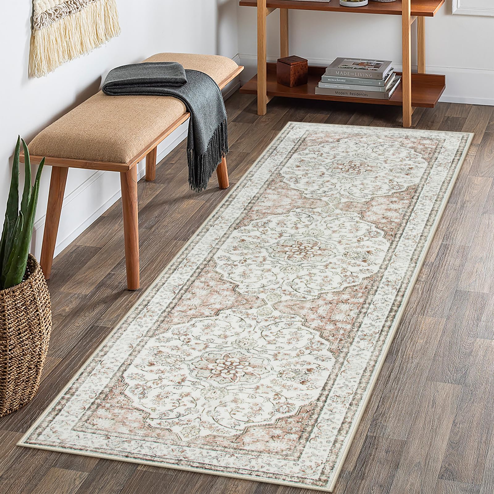 Lahome Oriental Kitchen Runner Rug,2x6 Washable Runners for Hallways Non-Slip Bathroom Rug Runner 6ft,Ultra-Thin Soft Indoor Rug