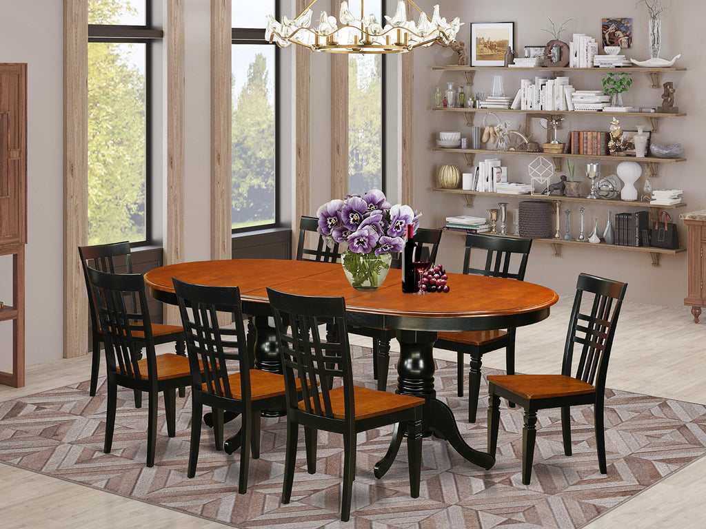 East West Furniture PVLG9-BCH-W 9 Piece Room Furniture Set Includes an Oval Kitchen Table with Butterfly Leaf and 8 Dining Chairs, 42x78 Inch
