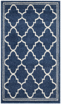 SAFAVIEH Amherst Collection Accent Rug - 26 x 4, Navy & Beige, Moroccan Trellis Design, Non-Shedding & Easy Care, Ideal for Hi