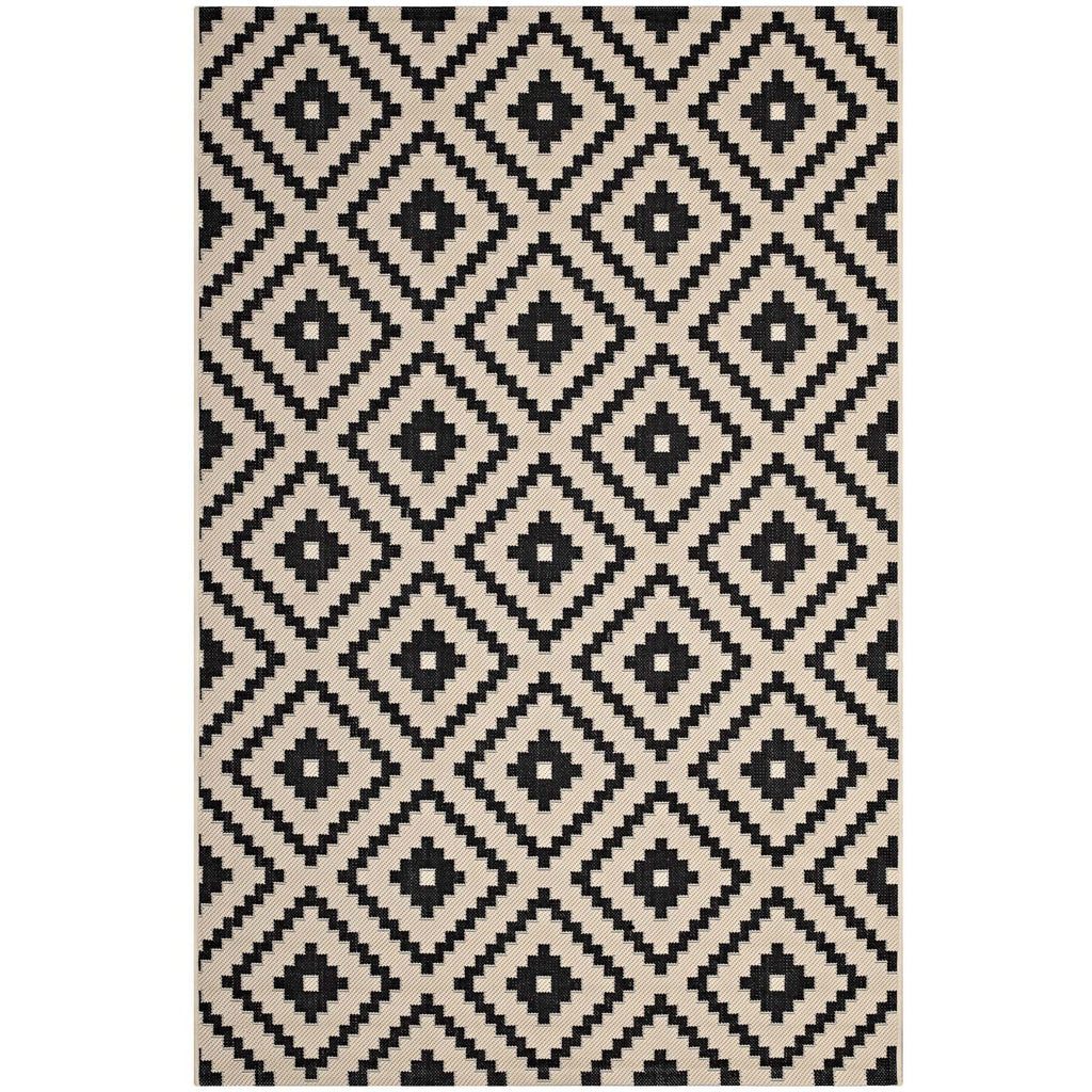 Modway Perplex Geometric Diamond Trellis 8X10 Indoor And Outdoor In Black And Beige