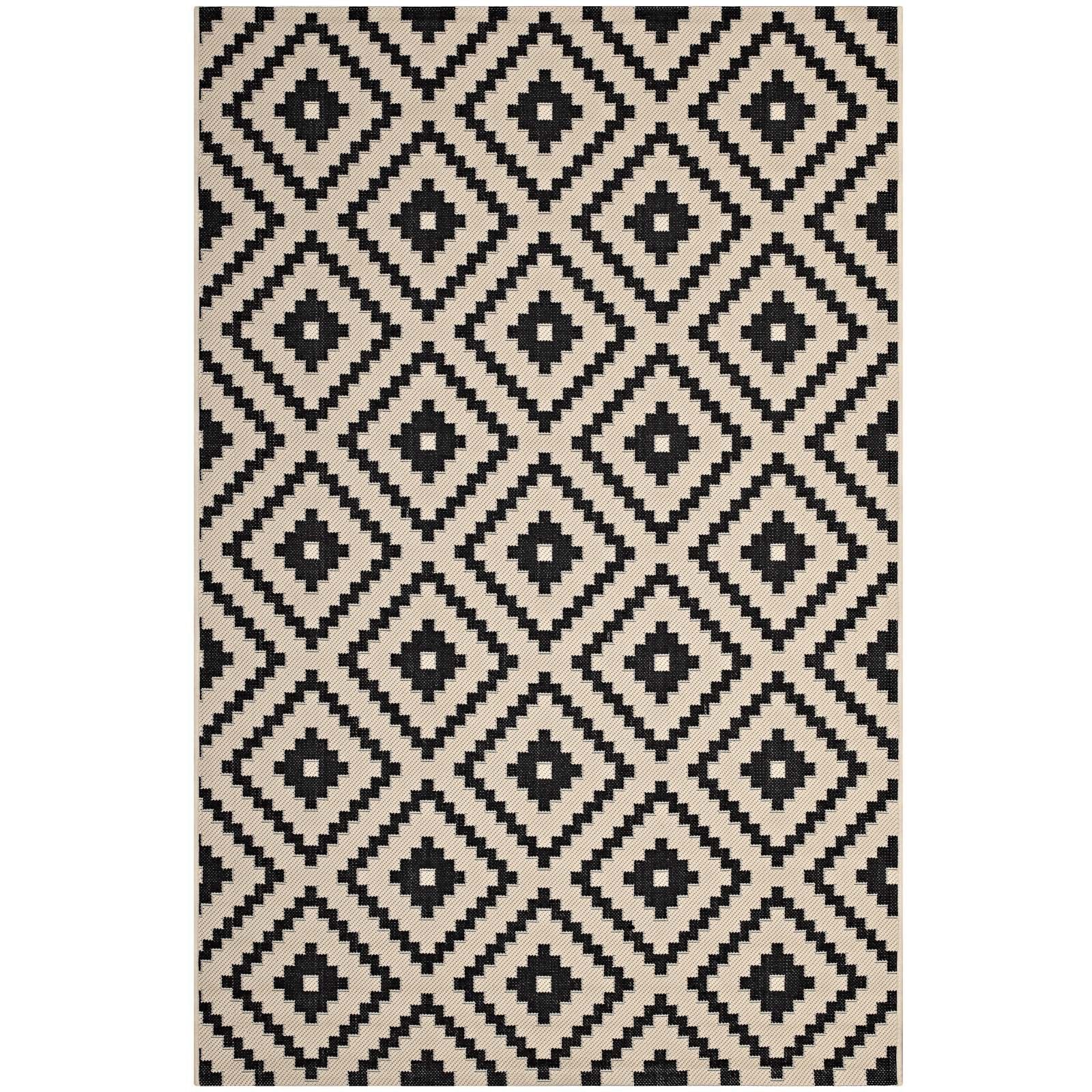 Modway Perplex Geometric Diamond Trellis 8X10 Indoor And Outdoor In Black And Beige