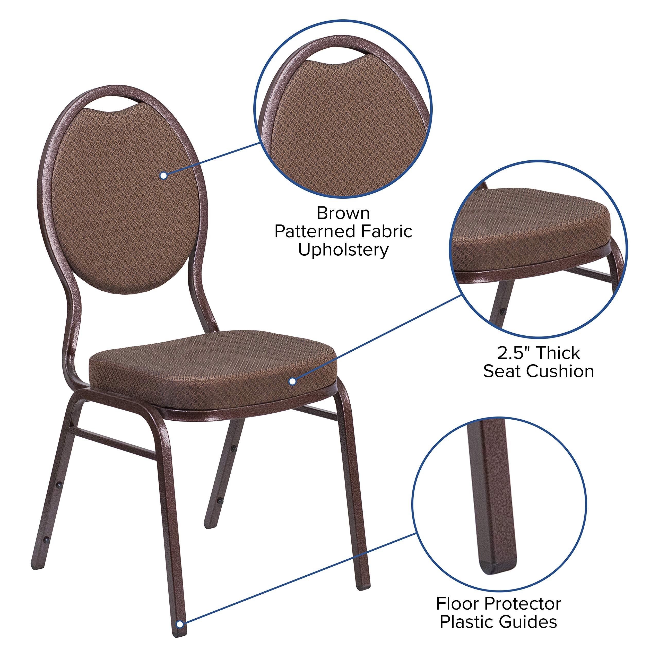Flash Furniture Hercules Series Teardrop Back Stacking Banquet Chair In Brown Patterned Fabric - Copper Vein Frame