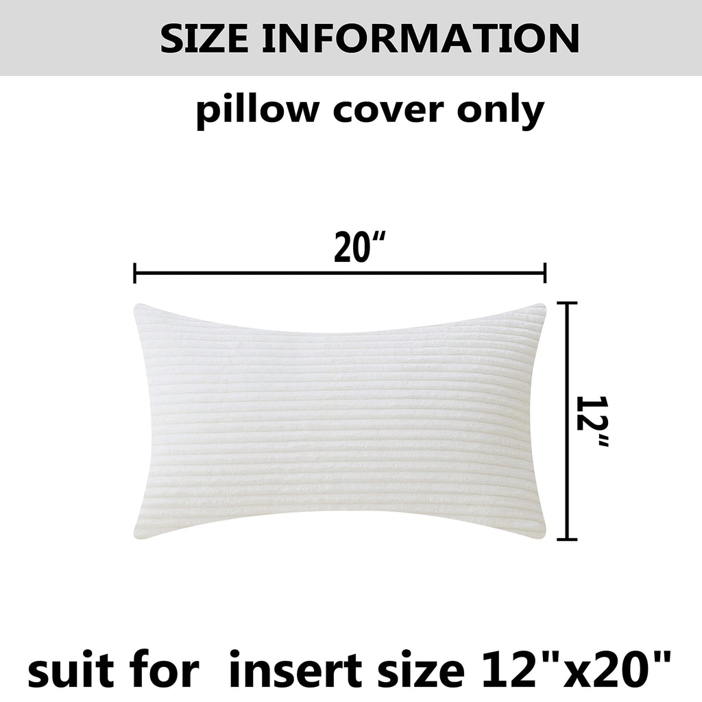 Home Brilliant White Lumbar Pillow Decor Decorative Striped Corduroy Solid Cushion Cover Throw Oblong Pillowcase For Sofa Kids T