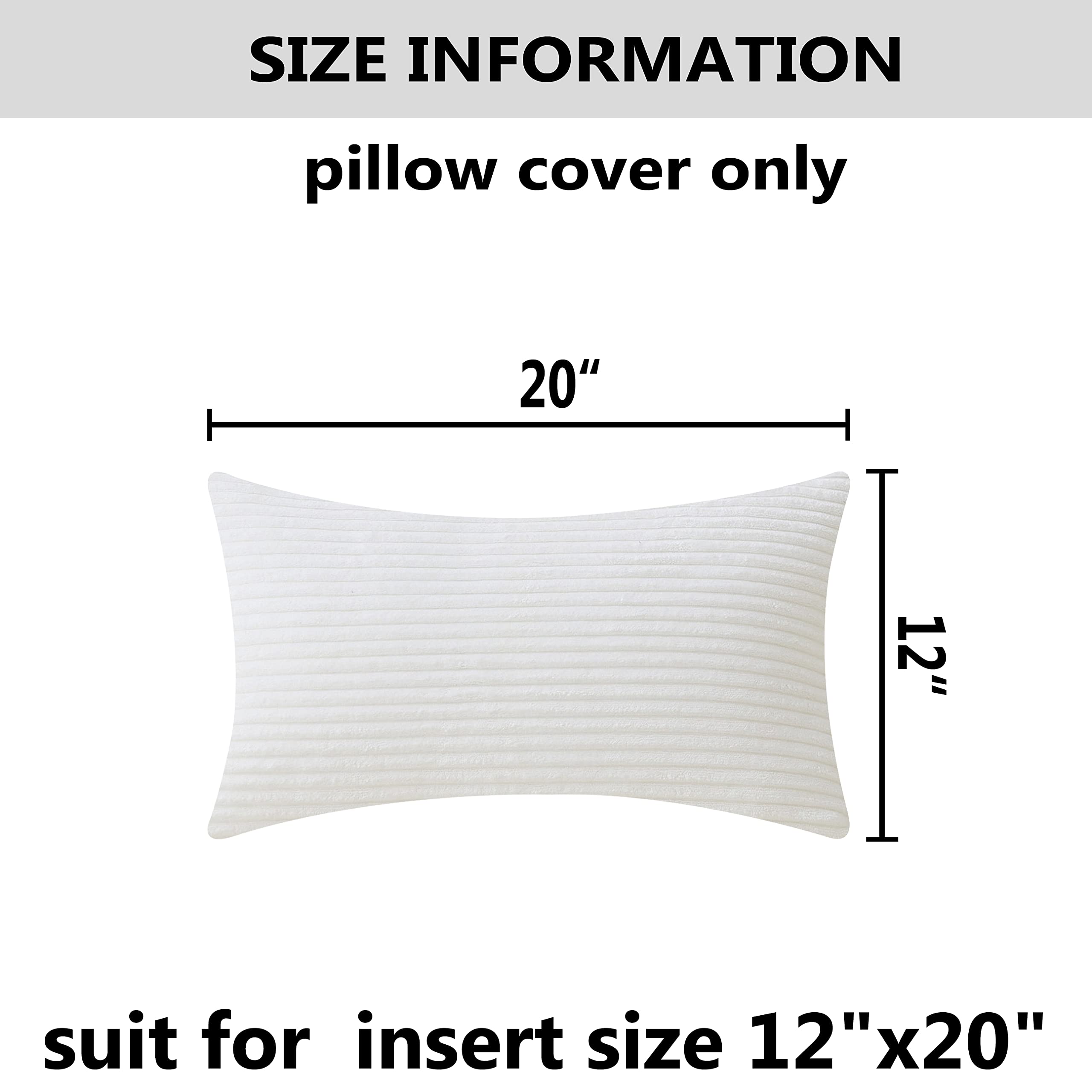 Home Brilliant White Lumbar Pillow Decor Decorative Striped Corduroy Solid Cushion Cover Throw Oblong Pillowcase For Sofa Kids T