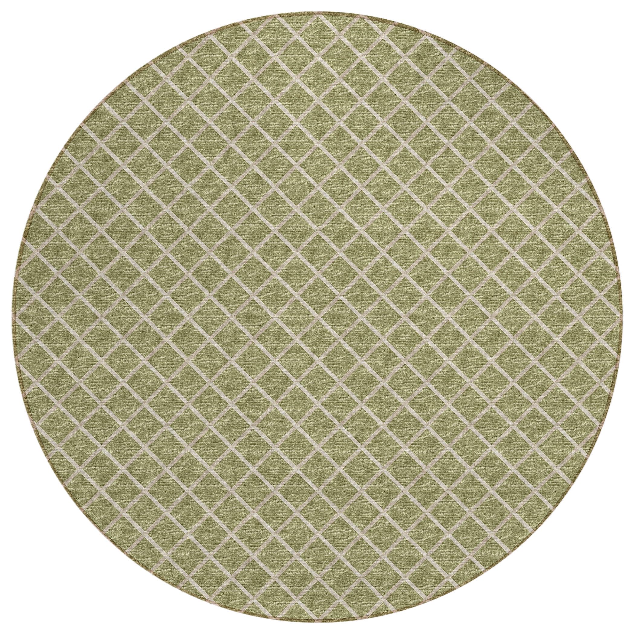 Dalyn Rugs York YO1 Aloe 10' x 10' Indoor Outdoor Round Rug, Easy Clean, Machine Washable, Non Shedding, Bedroom, Living Room, D