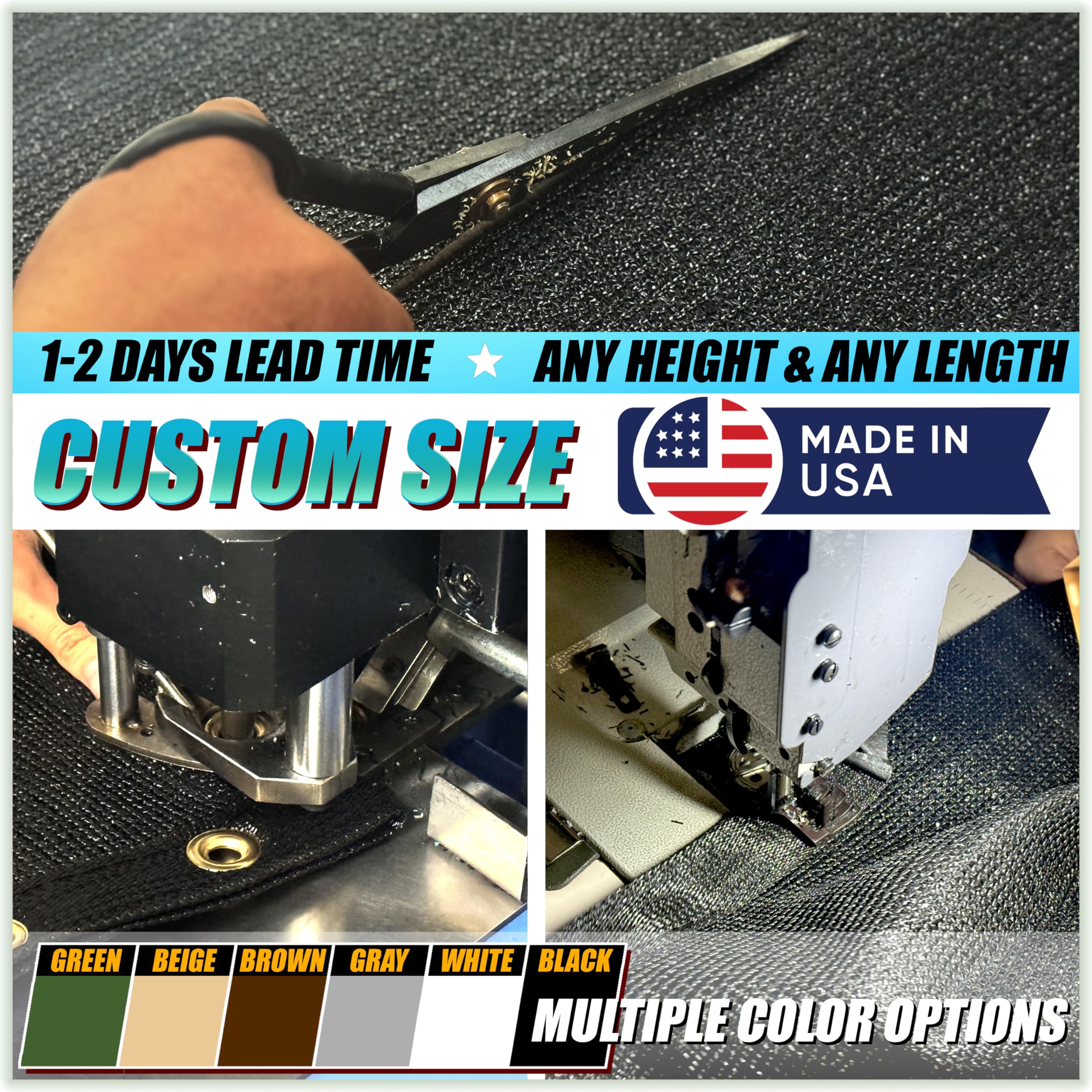 Colourtree 6' X 50' Black Fence Privacy Screen Windscreen Cover Fabric Shade Tarp Netting Mesh Cloth - Commercial Grade 170 Gsm - Cable Zip Ties Included - We Make Custom Size