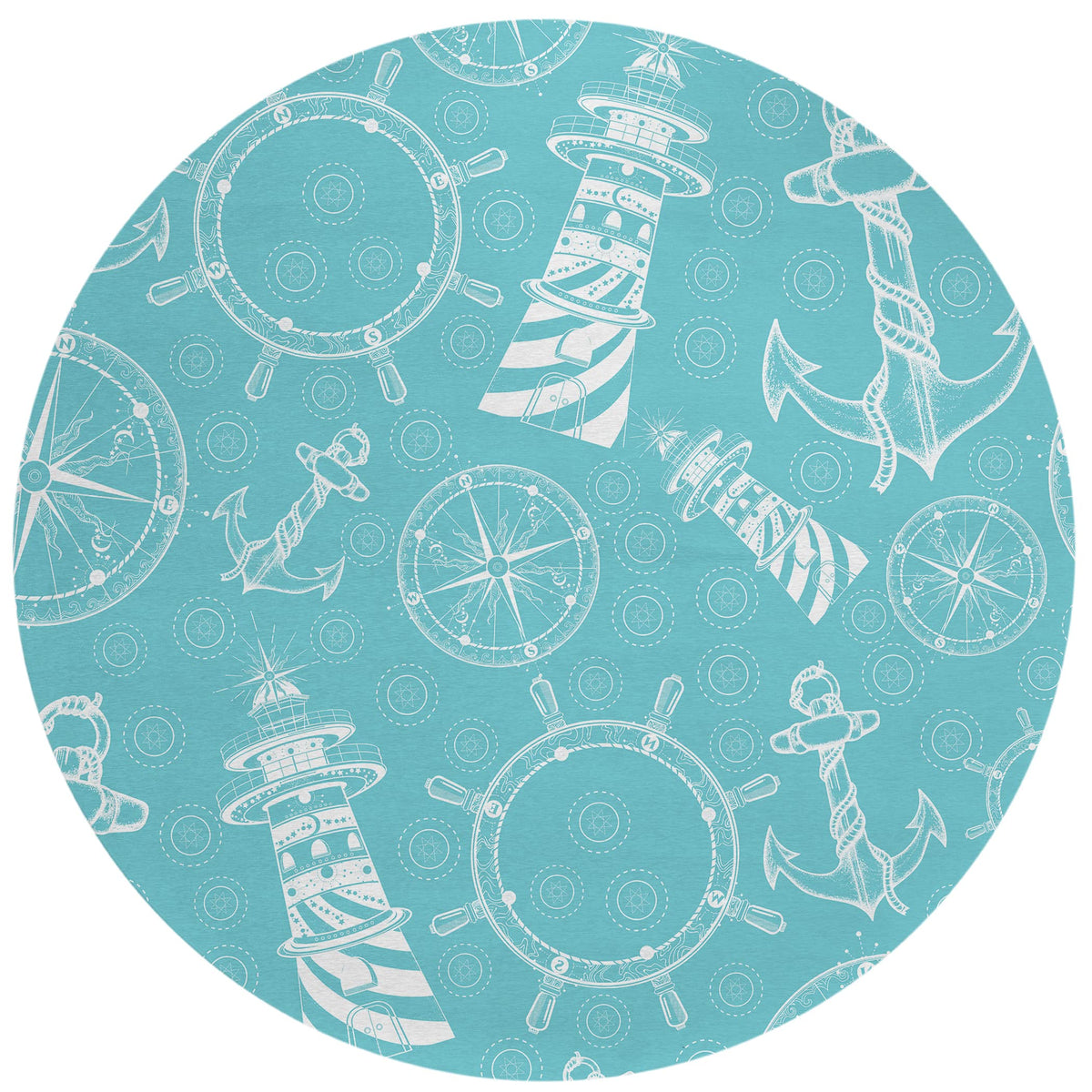 Addison Rugs Harpswell Ahp39 Seaglass 8' X 8' Indoor Outdoor Round Rug, Easy Clean, Machine Washable, Non Shedding, Bedroom, Living Room, Dining Room, Kitchen, Patio Rug