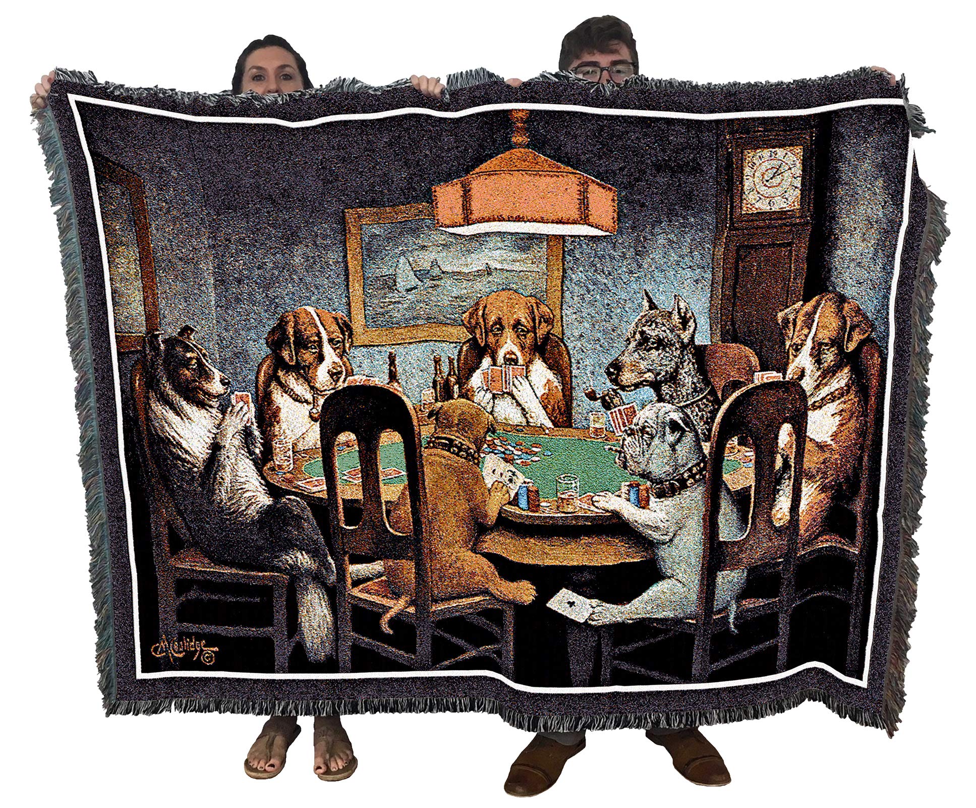 Pure Country Weavers Dogs Playing Poker Blanket - A Friend In Need -Cassius Marcellus Coolidge - Cute Funny Gift Tapestry Throw